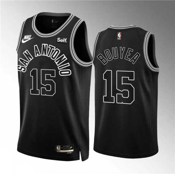Mens San Antonio Spurs #15 Jamaree Bouyea Black Icon Edition Stitched Basketball Jerseys Dzhi->->NBA Jersey